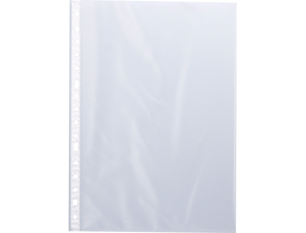 POCHETTE Q-CONNECT POLYPROPYLNE GRAIN 8/100E PERFORE ANTISTATIQUE A4 SACHET 10 UNITS