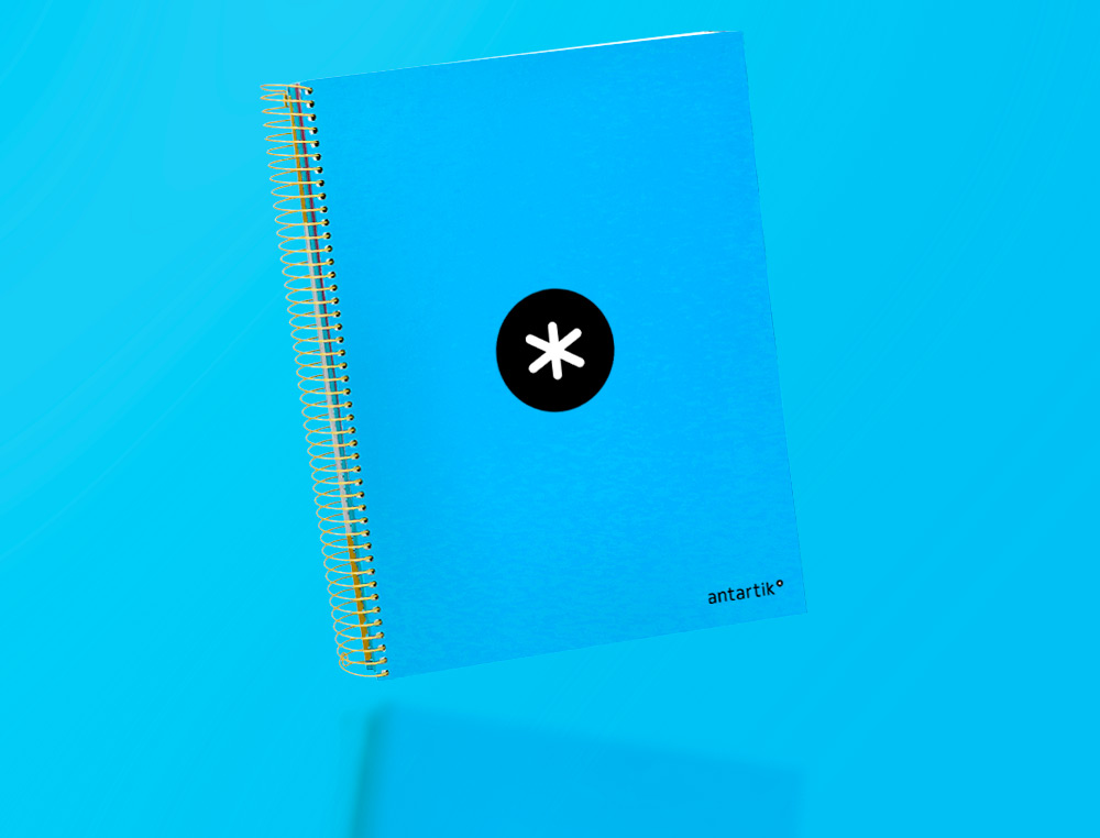 CAHIER SPIRALE LIDERPAPEL ANTARTIK A4 240P 100G COUVERTURE REMBORDÉE QUADRILLAGE 5MM 4 TROUS COIL-LOCK COLORIS BLEU