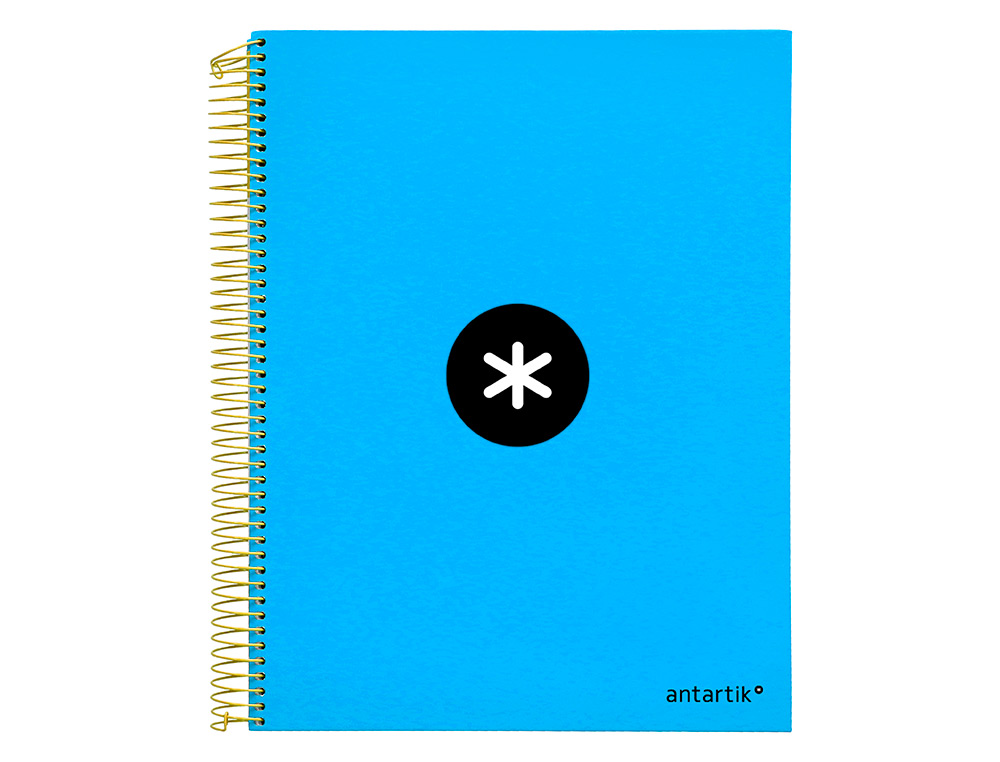 CAHIER SPIRALE LIDERPAPEL ANTARTIK A4 240P 100G COUVERTURE REMBORDÉE QUADRILLAGE 5MM 4 TROUS COIL-LOCK COLORIS BLEU