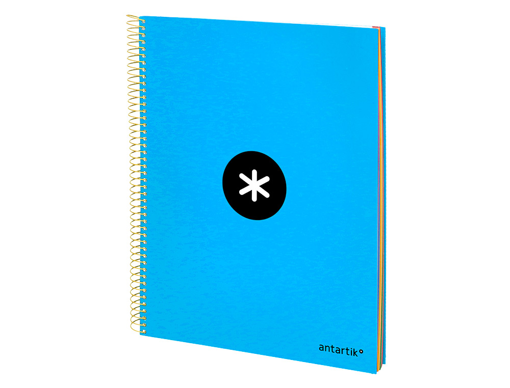 CAHIER SPIRALE LIDERPAPEL ANTARTIK A4 240P 100G COUVERTURE REMBORDÉE QUADRILLAGE 5MM 4 TROUS COIL-LOCK COLORIS BLEU