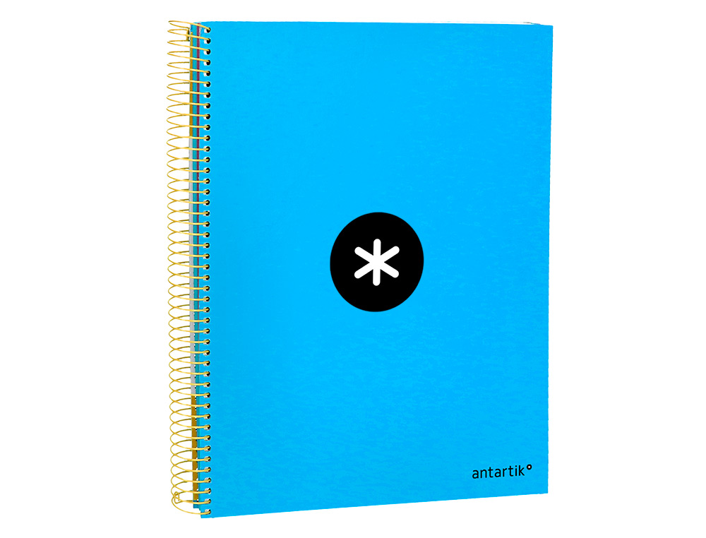 CAHIER SPIRALE LIDERPAPEL ANTARTIK A4 240P 100G COUVERTURE REMBORDÉE QUADRILLAGE 5MM 4 TROUS COIL-LOCK COLORIS BLEU