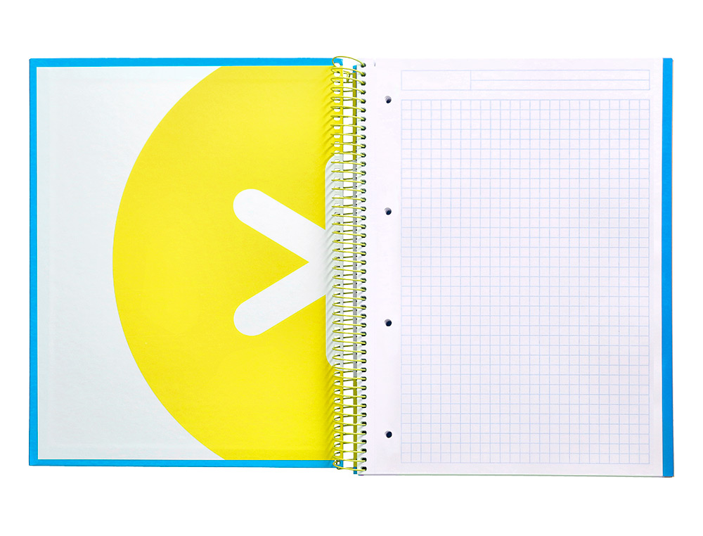 CAHIER SPIRALE LIDERPAPEL ANTARTIK A4 240P 100G COUVERTURE REMBORDÉE QUADRILLAGE 5MM 4 TROUS COIL-LOCK COLORIS BLEU