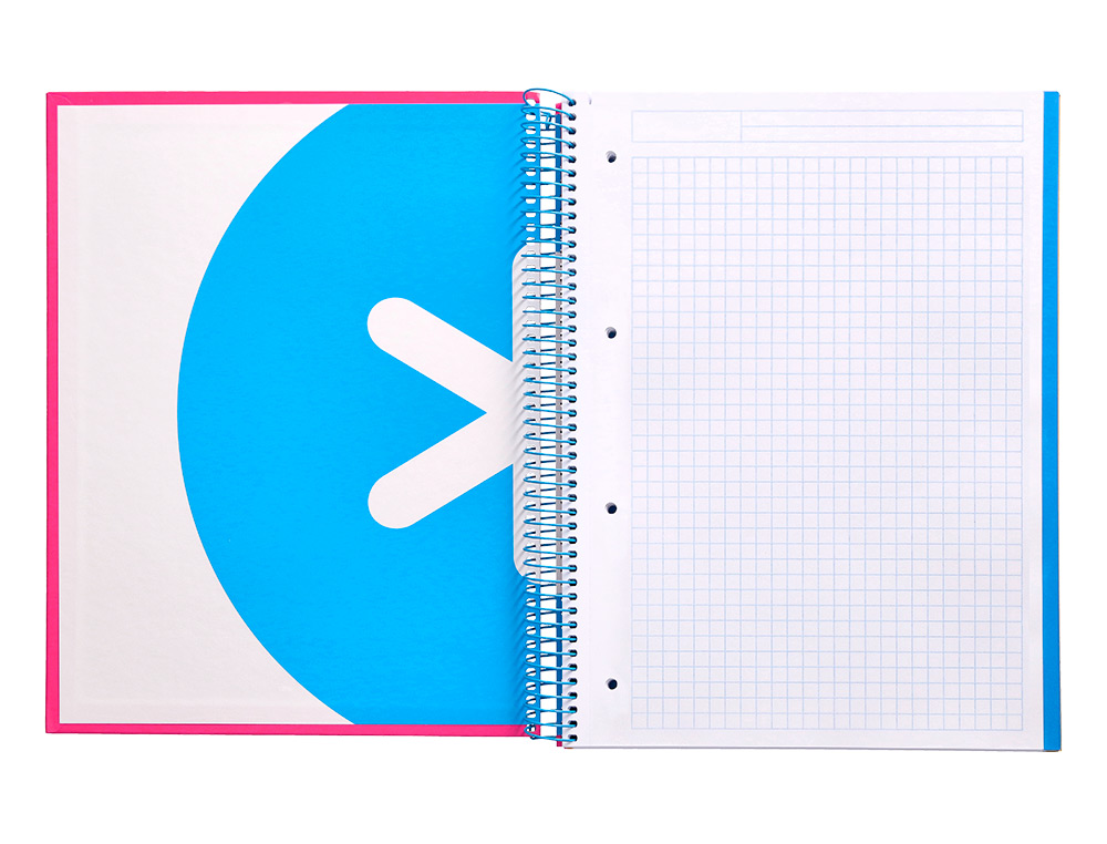 CAHIER SPIRALE LIDERPAPEL ANTARTIK A4 240P 100G COUVERTURE REMBORDÉE QUADRILLAGE 5MM 4 TROUS COIL-LOCK COLORIS ROSE FLUO