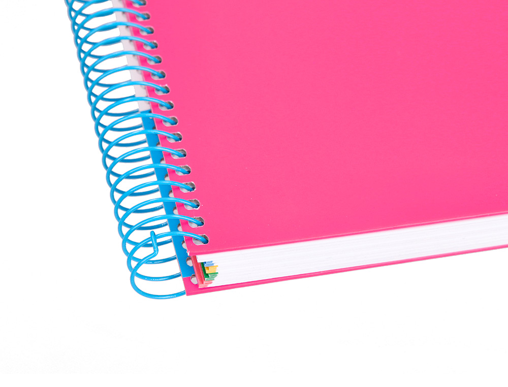 CAHIER SPIRALE LIDERPAPEL ANTARTIK A4 240P 100G COUVERTURE REMBORDÉE QUADRILLAGE 5MM 4 TROUS COIL-LOCK COLORIS ROSE FLUO