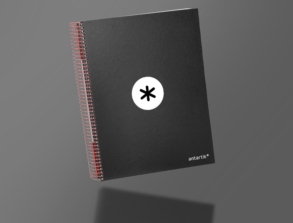 CAHIER SPIRALE LIDERPAPEL ANTARTIK A4 240P 100G COUVERTURE REMBORDÉE QUADRILLAGE 5MM 4 TROUS COIL-LOCK COLORIS NOIR