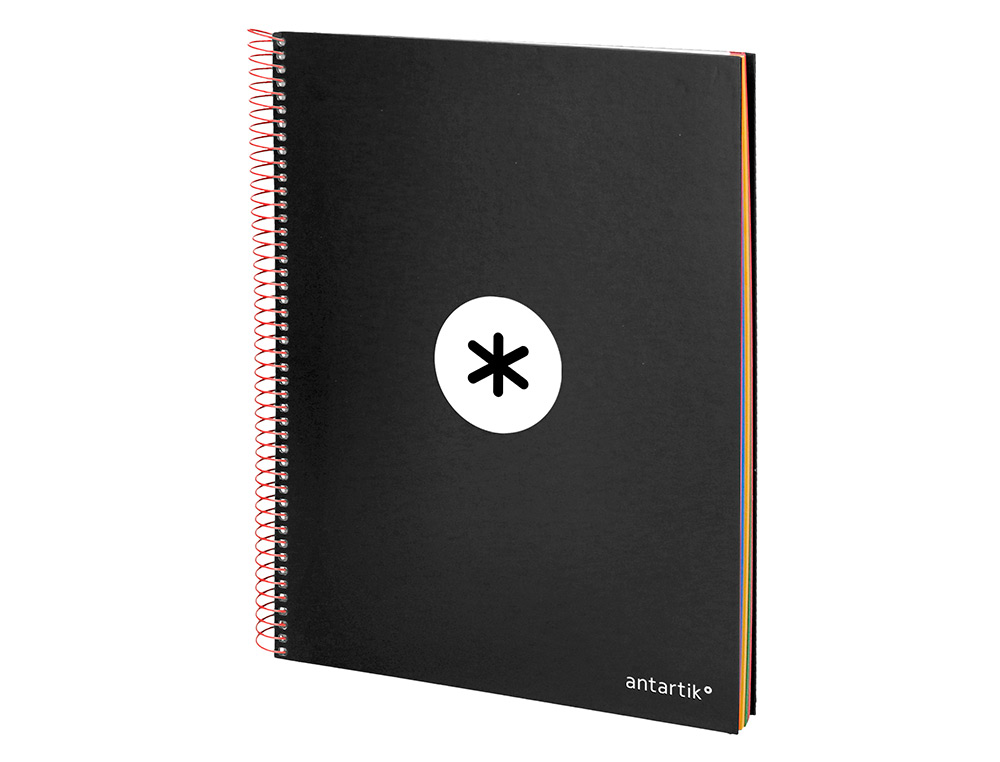 CAHIER SPIRALE LIDERPAPEL ANTARTIK A4 240P 100G COUVERTURE REMBORDÉE QUADRILLAGE 5MM 4 TROUS COIL-LOCK COLORIS NOIR