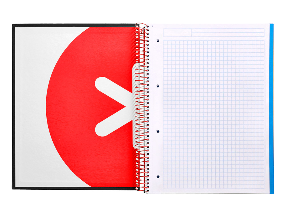 CAHIER SPIRALE LIDERPAPEL ANTARTIK A4 240P 100G COUVERTURE REMBORDÉE QUADRILLAGE 5MM 4 TROUS COIL-LOCK COLORIS NOIR