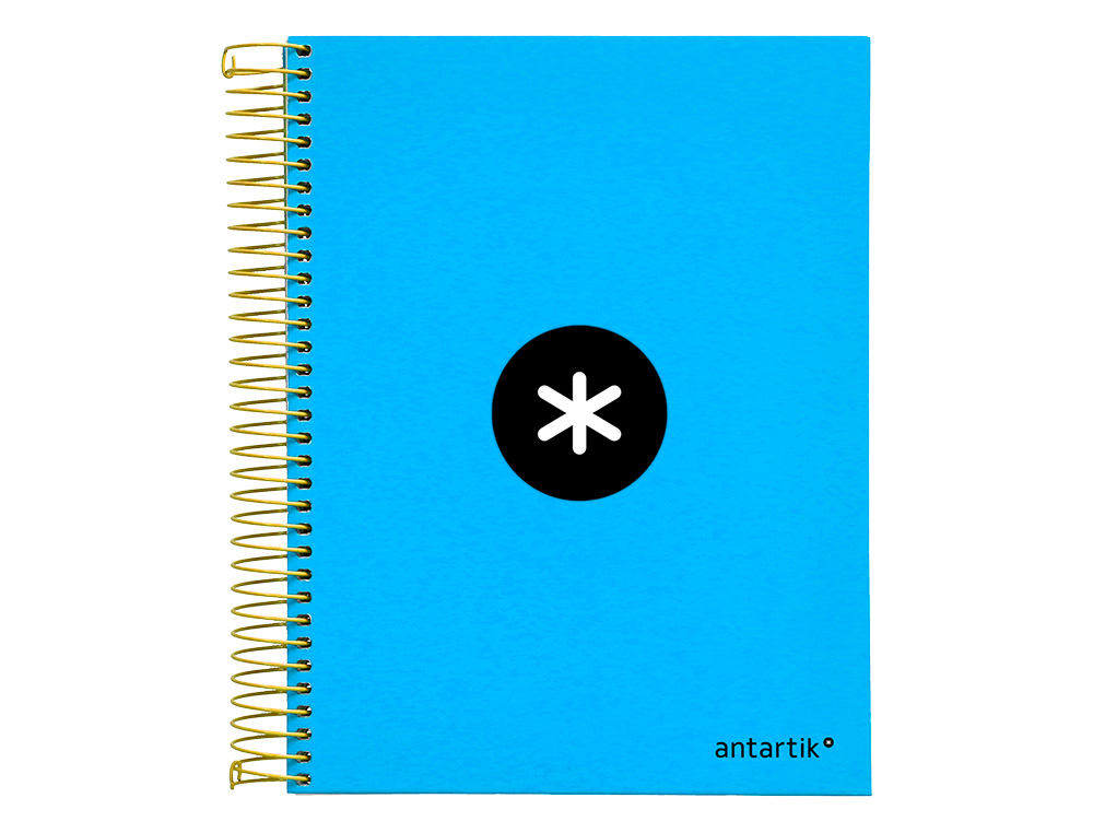 CAHIER SPIRALE ANTARTIK A5 240P 90G COUVERTURE REMBORDEE QUADRILLAGE 5MM 6 TROUS COIL-LOCK COLORIS BLEU
