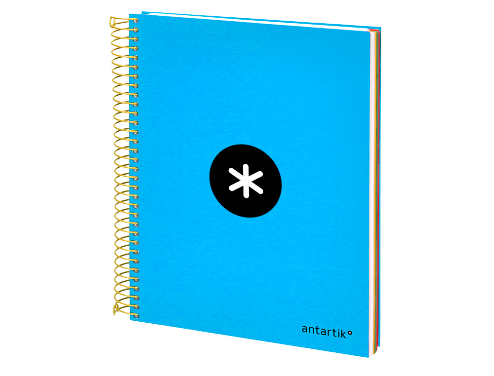 CAHIER SPIRALE ANTARTIK A5 240P 90G COUVERTURE REMBORDEE QUADRILLAGE 5MM 6 TROUS COIL-LOCK COLORIS BLEU
