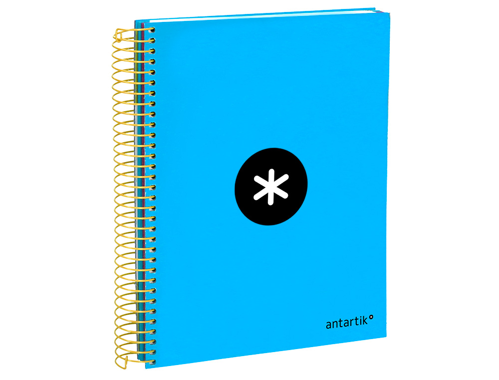 CAHIER SPIRALE ANTARTIK A5 240P 90G COUVERTURE REMBORDEE QUADRILLAGE 5MM 6 TROUS COIL-LOCK COLORIS BLEU