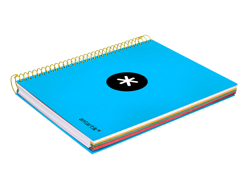 CAHIER SPIRALE ANTARTIK A5 240P 90G COUVERTURE REMBORDEE QUADRILLAGE 5MM 6 TROUS COIL-LOCK COLORIS BLEU