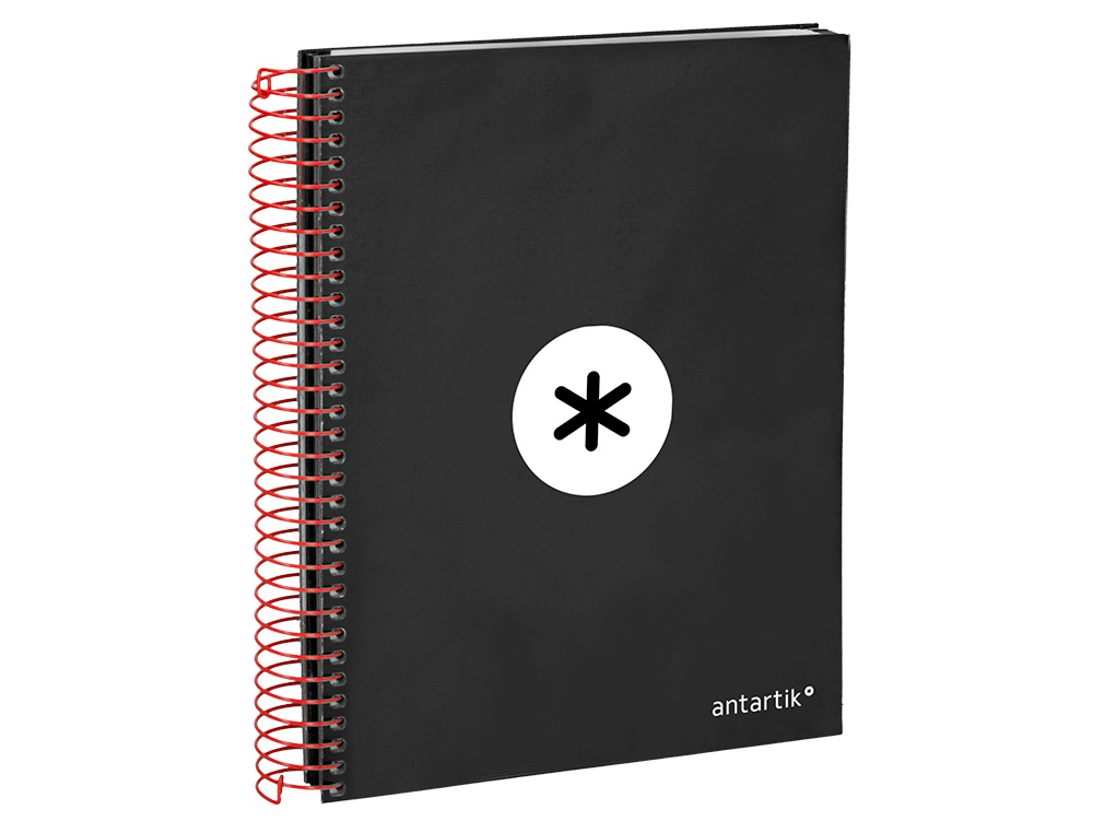 CAHIER SPIRALE LIDERPAPEL ANTARTIK A5 240P 90G COUVERTURE REMBORDÉE QUADRILLAGE 5MM 6 TROUS COIL-LOCK COLORIS NOIR