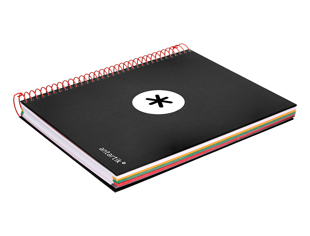 CAHIER SPIRALE LIDERPAPEL ANTARTIK A5 240P 90G COUVERTURE REMBORDÉE QUADRILLAGE 5MM 6 TROUS COIL-LOCK COLORIS NOIR