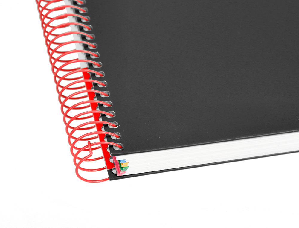 CAHIER SPIRALE LIDERPAPEL ANTARTIK A5 240P 90G COUVERTURE REMBORDÉE QUADRILLAGE 5MM 6 TROUS COIL-LOCK COLORIS NOIR