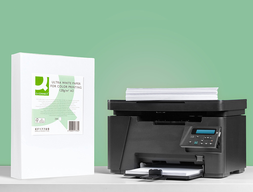PAPIER Q-CONNECT MULTIFONCTION ULTRAWHITE A3 120G/M2 BLANCHEUR 170 OPACIT 96 RIGIDIT 60 250 FEUILLES