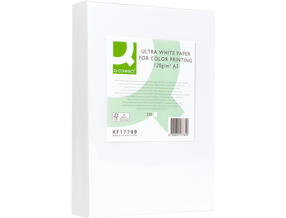 PAPIER Q-CONNECT MULTIFONCTION ULTRAWHITE A3 120G/M2 BLANCHEUR 170 OPACIT 96 RIGIDIT 60 250 FEUILLES