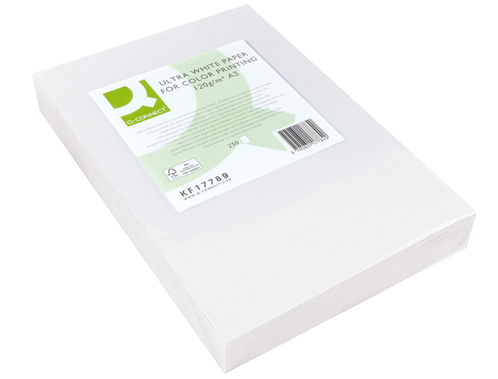 PAPIER Q-CONNECT MULTIFONCTION ULTRAWHITE A3 120G/M2 BLANCHEUR 170 OPACIT 96 RIGIDIT 60 250 FEUILLES