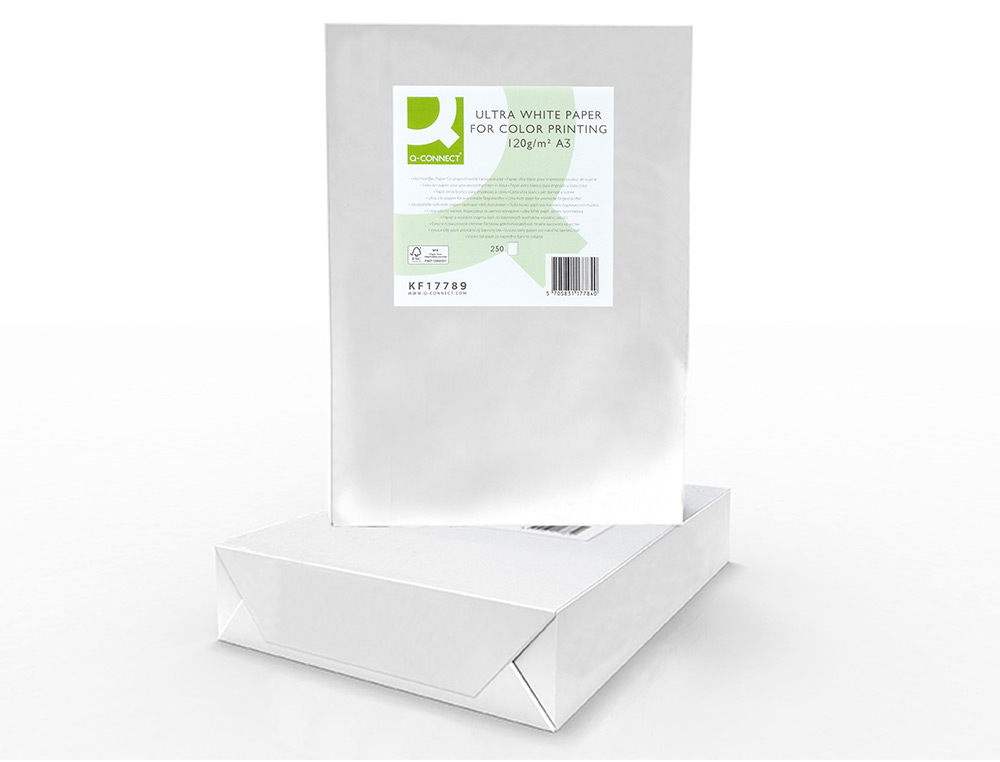 PAPIER Q-CONNECT MULTIFONCTION ULTRAWHITE A3 120G/M2 BLANCHEUR 170 OPACIT 96 RIGIDIT 60 250 FEUILLES
