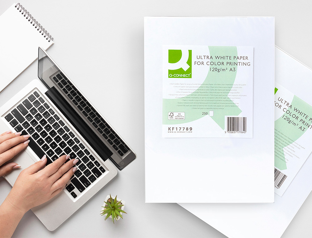 PAPIER Q-CONNECT MULTIFONCTION ULTRAWHITE A3 120G/M2 BLANCHEUR 170 OPACIT 96 RIGIDIT 60 250 FEUILLES