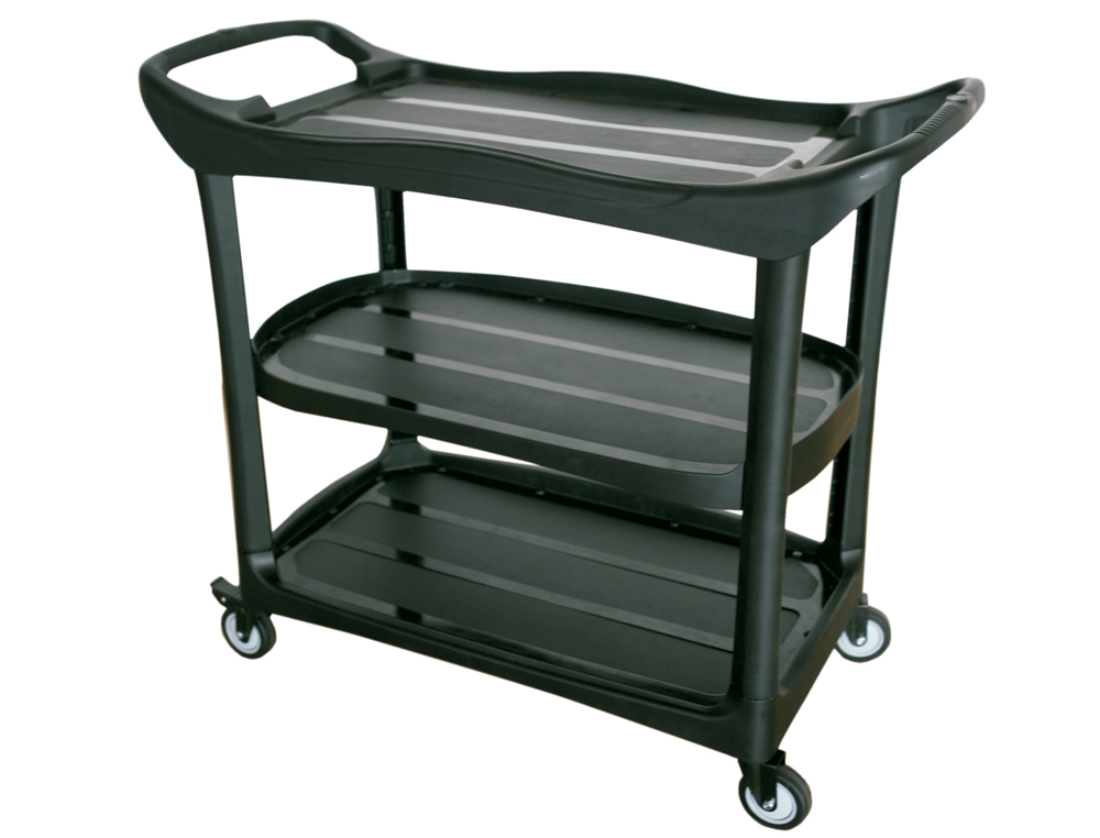 CHARIOT SERVICE Q-CONNECT PLASTIQUE 3 PLATEAUX PLASTIQUE 4 ROUES POIGNÉES 111,5X52,4X94CM
