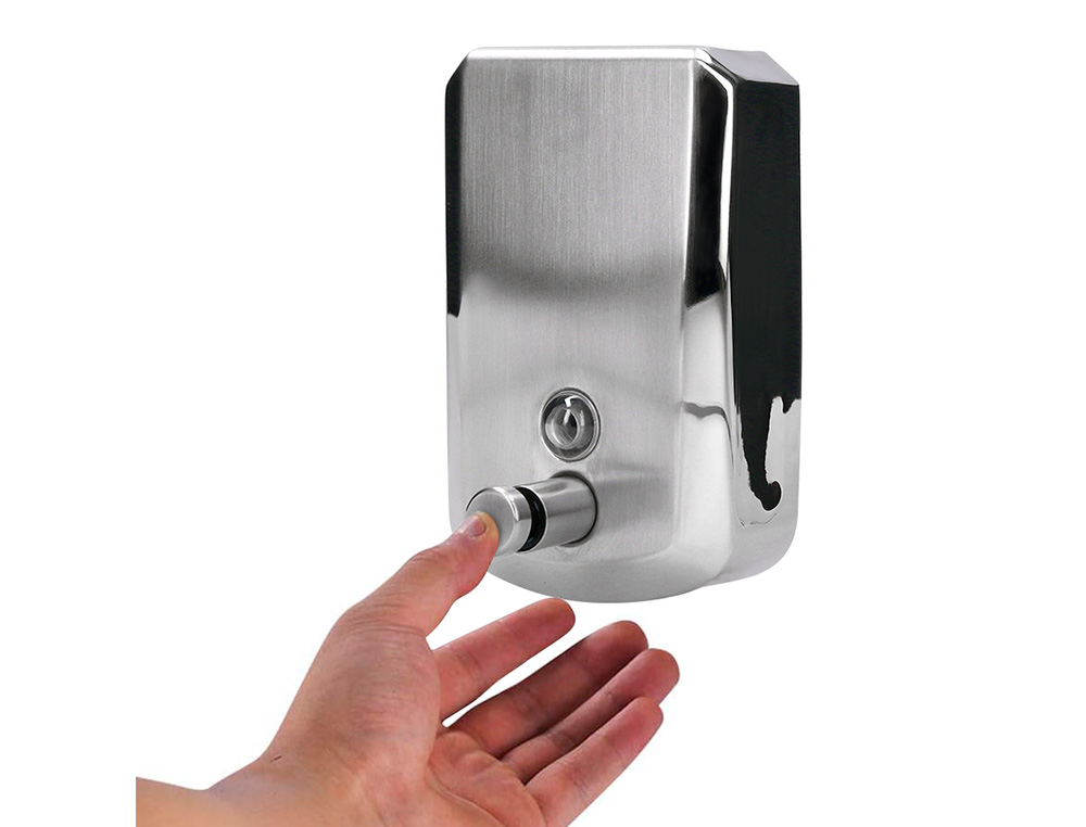 DISTRIBUTEUR SAVON LIQUIDE Q-CONNECT MANUEL ACIER INOXYDABLE 800ML 179X56X115MM