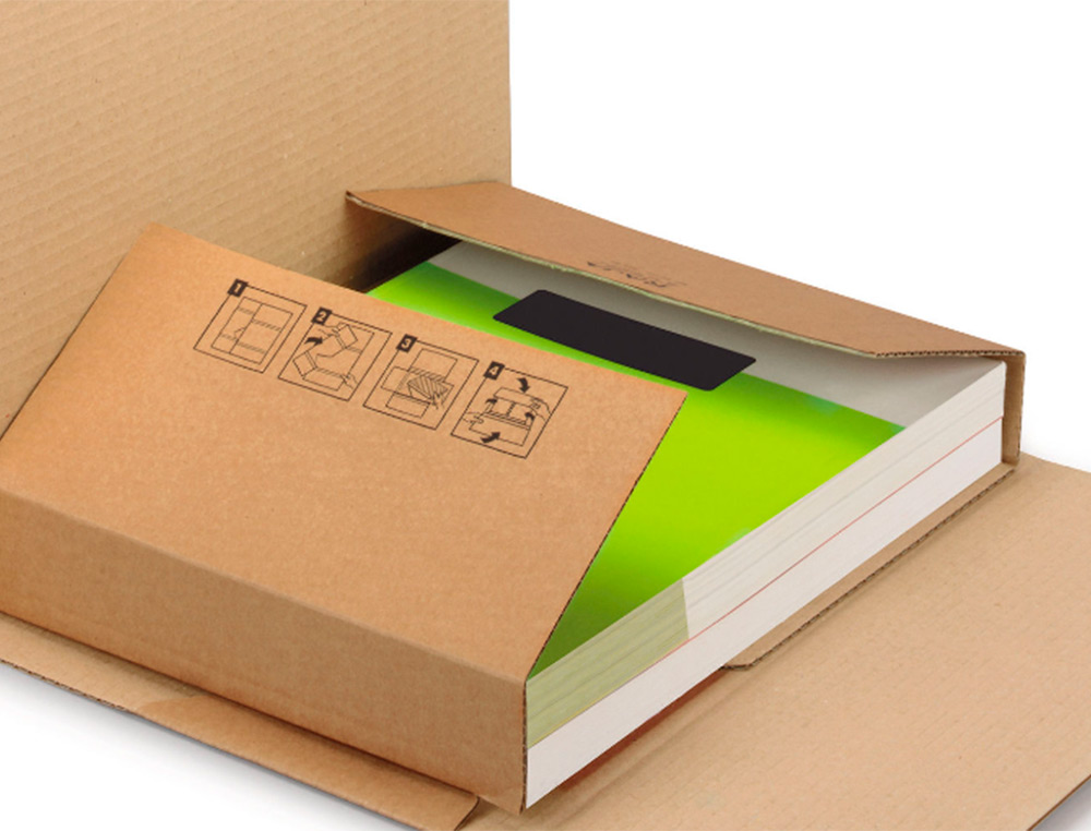 BOITE CARTON Q-CONNECT SPECIALE EMBALLAGE LIVRES CATALOGUES REVUES DOSSIERS MONTAGE FACILE CANNELURE 3MM 300X240X60MM
