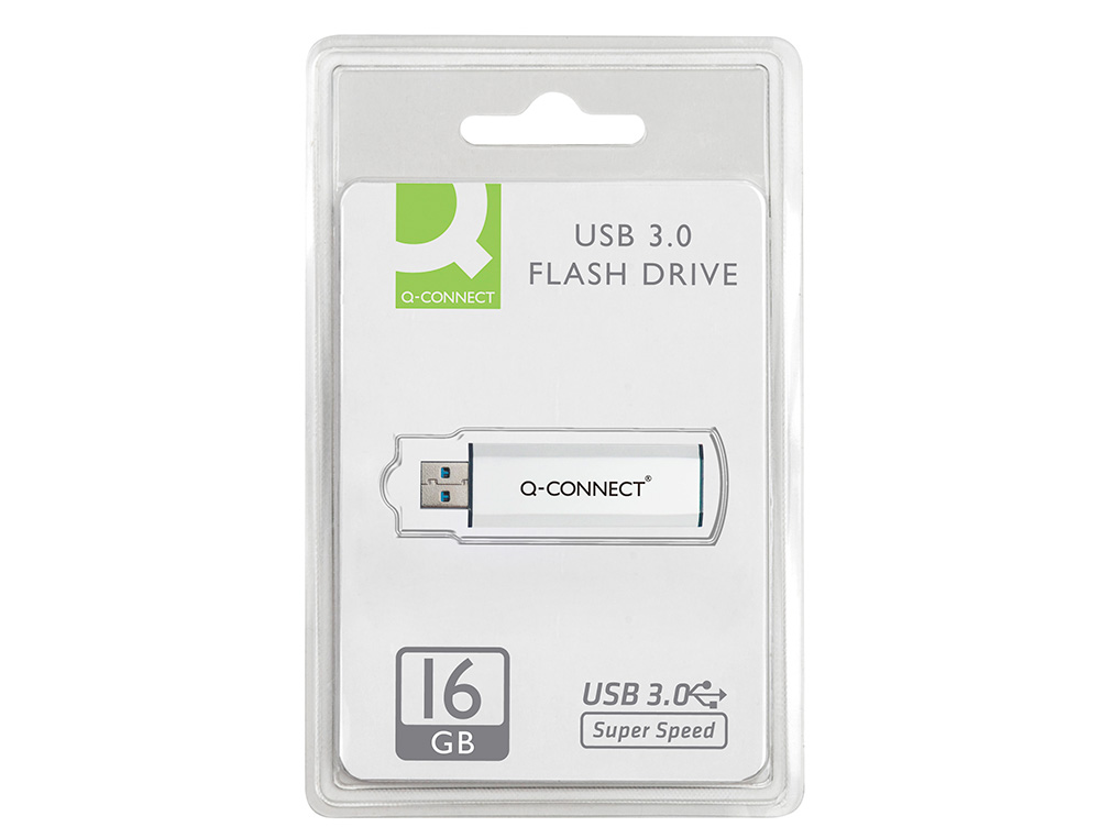 CLÉ USB Q-CONNECT 3.0 16GB LECTURE175MB/S ÉCRITURE 60MB/S RÉTRACTABLE INTERFACE SUPERSPEED 3.0 COMPATIBLE USB 2.0