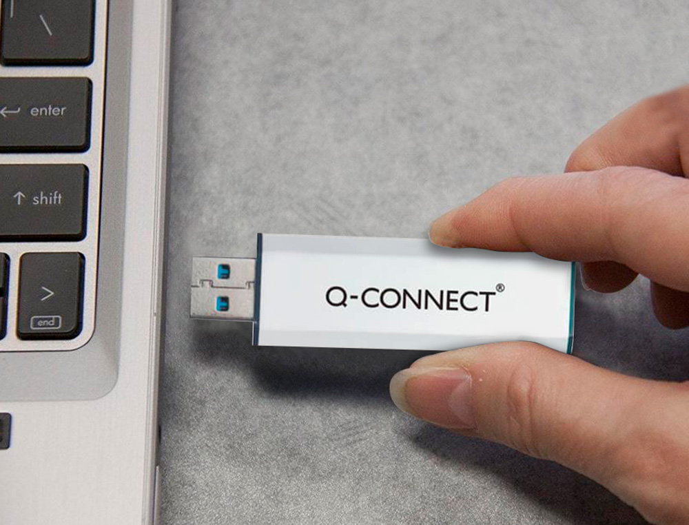 CLÉ USB Q-CONNECT 3.0 32GB LECTURE175MB/S ÉCRITURE 60MB/S RÉTRACTABLE INTERFACE SUPERSPEED 3.0 COMPATIBLE USB 2.0