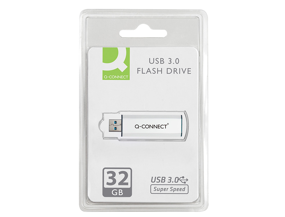 CLÉ USB Q-CONNECT 3.0 32GB LECTURE175MB/S ÉCRITURE 60MB/S RÉTRACTABLE INTERFACE SUPERSPEED 3.0 COMPATIBLE USB 2.0