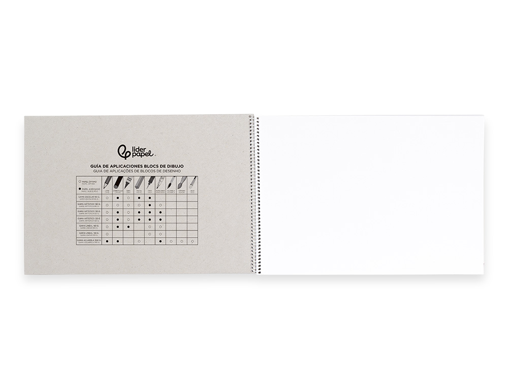 BLOC LIDERPAPEL PAPIER DESSIN ARTISTIQUE SPIRALE SANS ENCADREMENT 180G/M2 FORMAT A4+ 230X325MM 20F