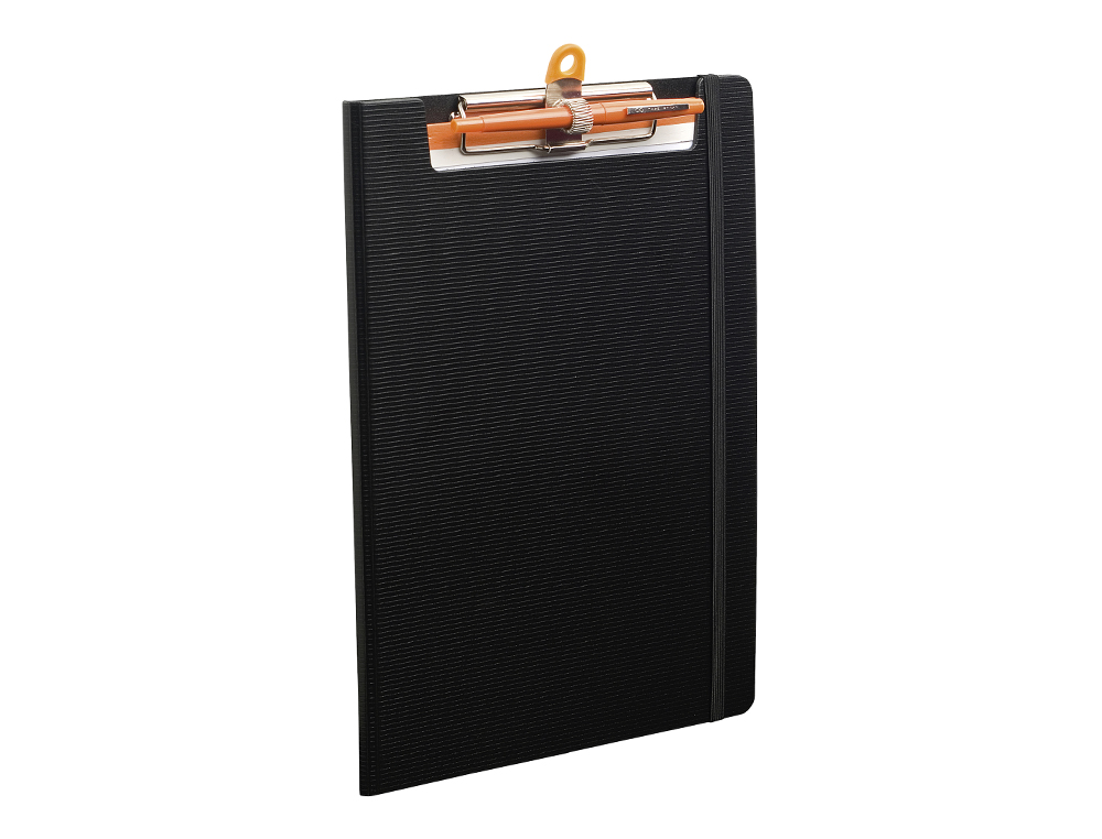 PORTE-BLOC EXACOMPTA EXABOARD A4 RABAT CLIP MÉTAL SOLIDE PORTE-STYLO FERMETURE ÉLASTIQUE 23,5X33,5CM COLORIS NOIR