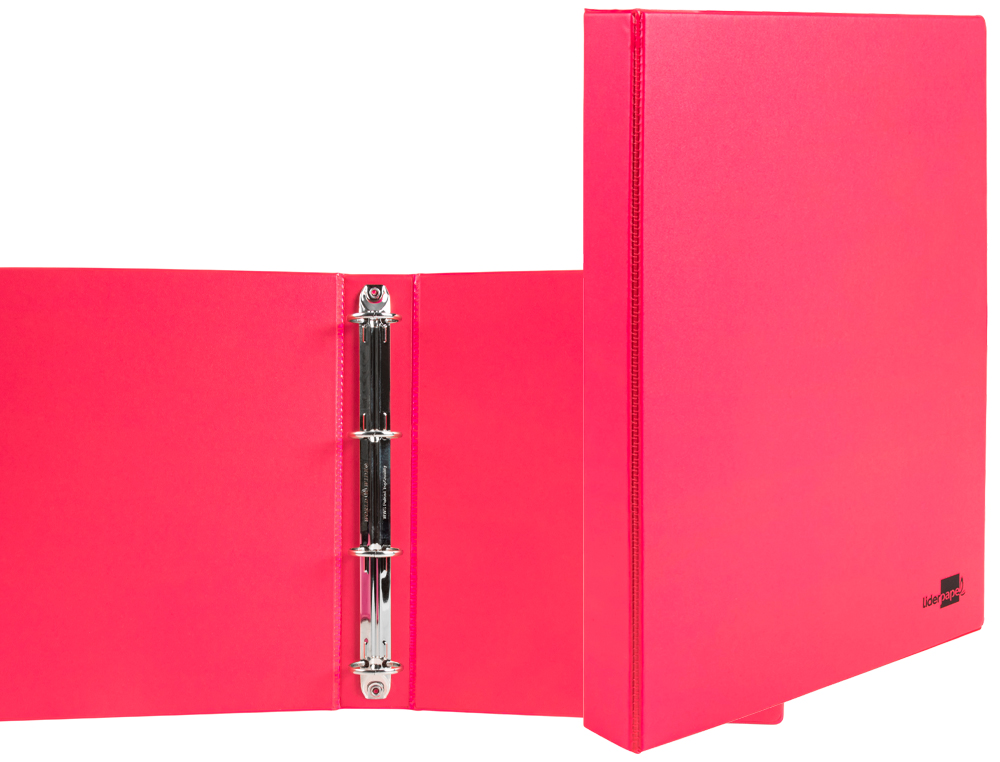 CLASSEUR LIDERPAPEL 4 ANNEAUX RONDS 25MM A4 CARTON REMBORD PVC COLORIS FUCHSIA