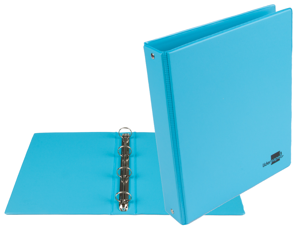 CLASSEUR LIDERPAPEL 4 ANNEAUX RONDS 25MM A5 CARTON REMBORD PVC COLORIS BLEU CIEL