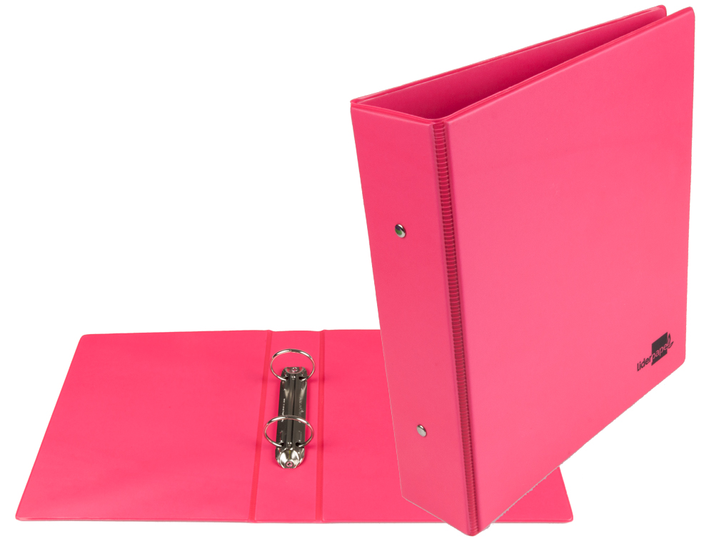 CLASSEUR LIDERPAPEL 2 ANNEAUX RONDS 40MM A5 CARTON REMBORDÉ PVC COLORIS FUCHSIA