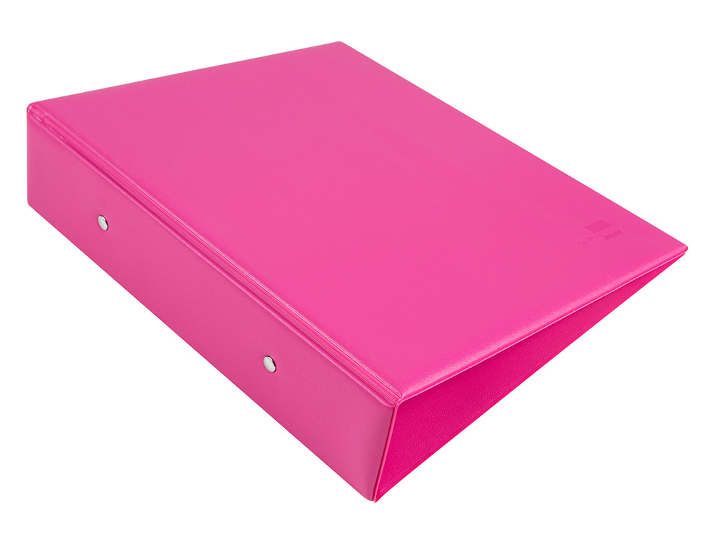 CLASSEUR LIDERPAPEL 2 ANNEAUX RONDS 40MM A5 CARTON REMBORDÉ PVC COLORIS FUCHSIA