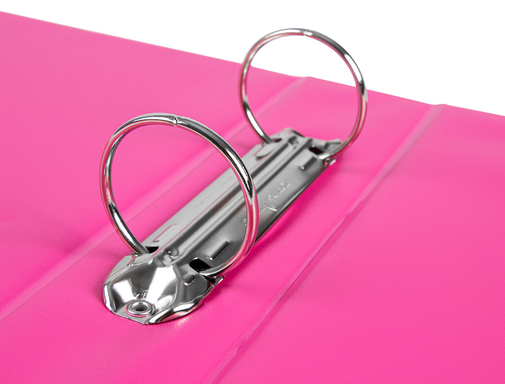 CLASSEUR LIDERPAPEL 2 ANNEAUX RONDS 40MM A5 CARTON REMBORDÉ PVC COLORIS FUCHSIA