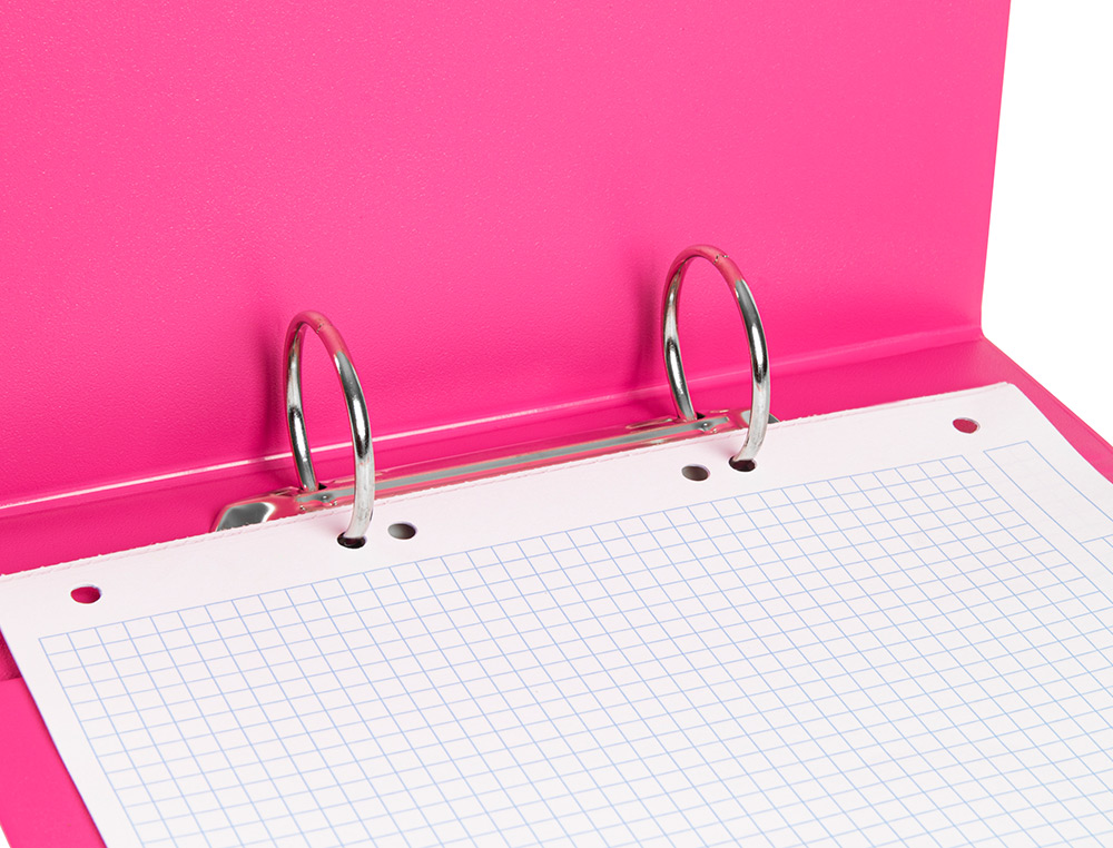 CLASSEUR LIDERPAPEL 2 ANNEAUX RONDS 40MM A5 CARTON REMBORDÉ PVC COLORIS FUCHSIA
