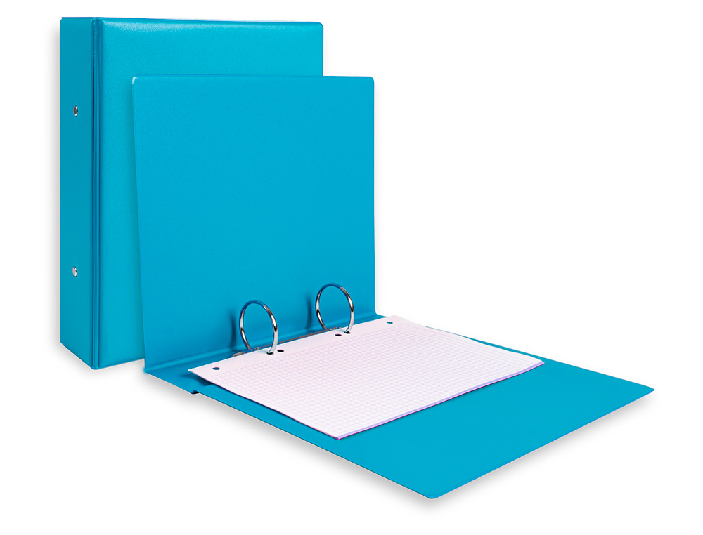 CLASSEUR LIDERPAPEL 2 ANNEAUX RONDS 40MM A5 CARTON REMBORD PVC COLORIS BLEU CIEL