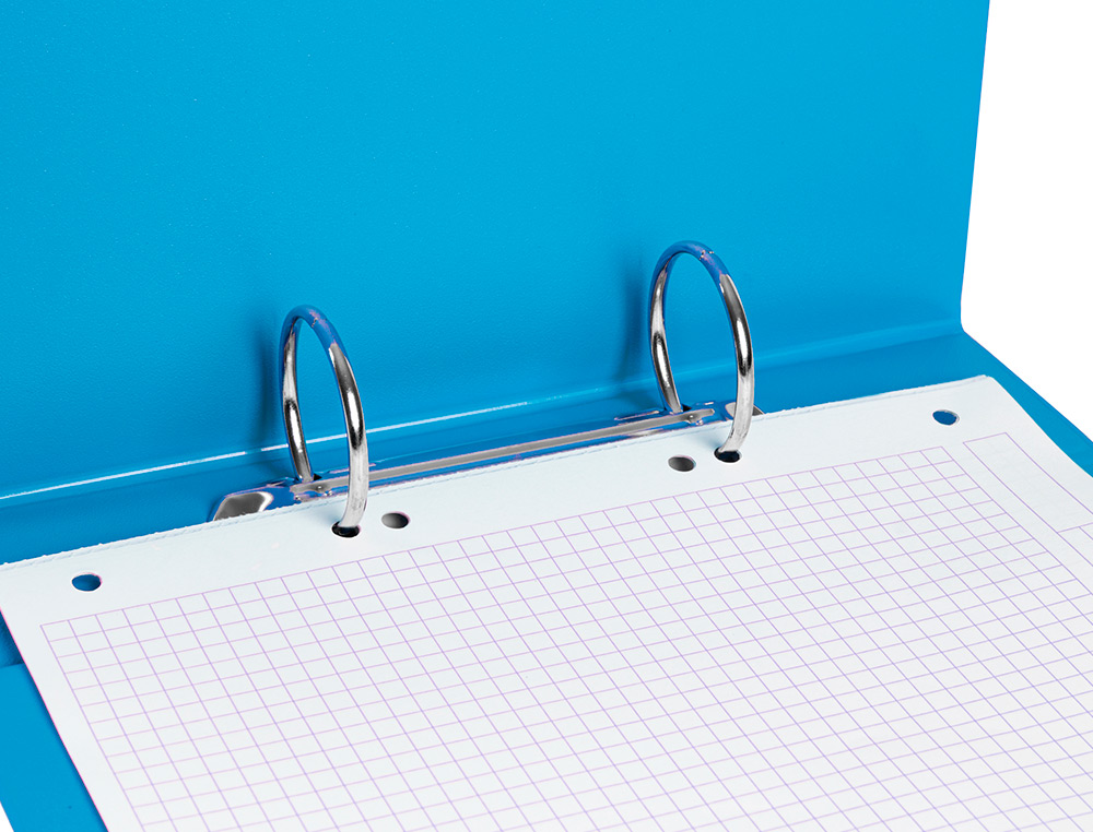 CLASSEUR LIDERPAPEL 2 ANNEAUX RONDS 40MM A5 CARTON REMBORD PVC COLORIS BLEU CIEL