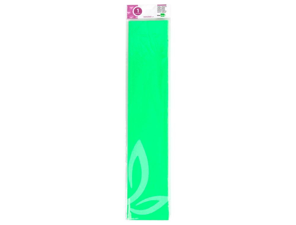 PAPIER CRÉPON LIDERPAPEL 34G/M2 50CMX2.5M UNICOLORE VERT FLUORESCENT