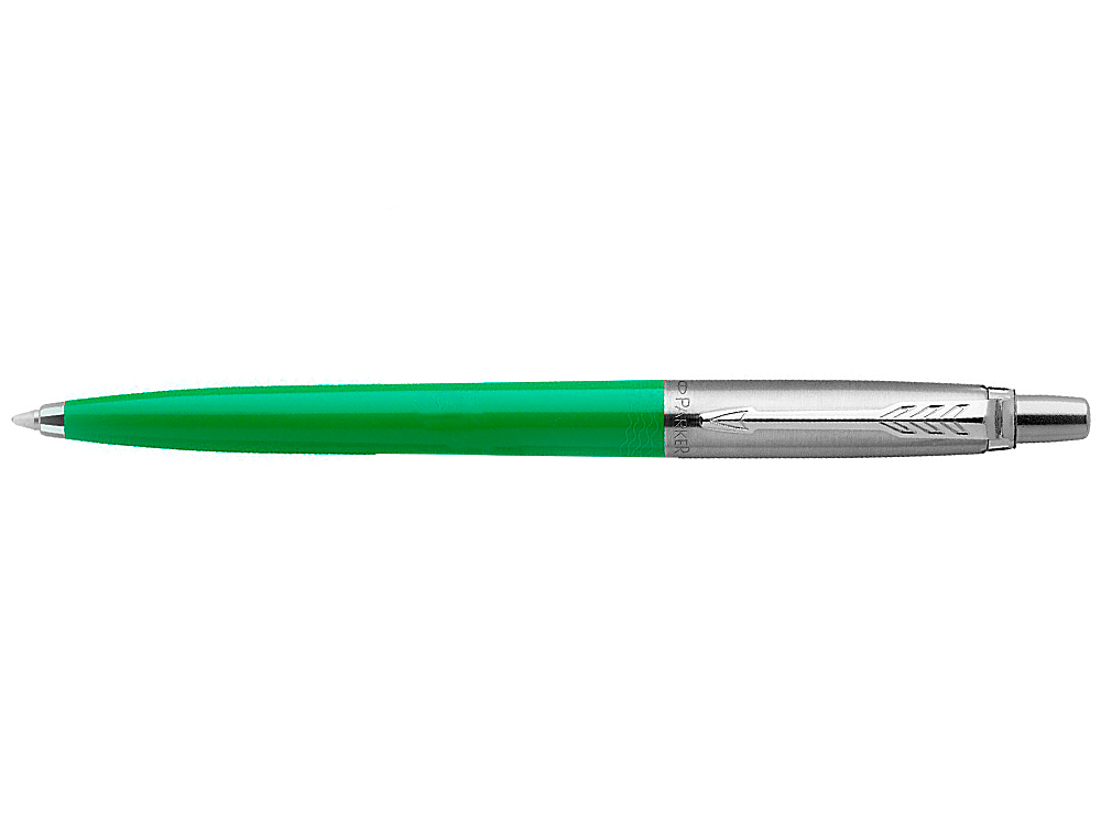 STYLO-BILLE PARKER JOTTER RETRACTABLE POINTE MOYENNE FINITION VERT BRILLANTE AVEC 1 RECHARGE QUINKFLOW ENCRE