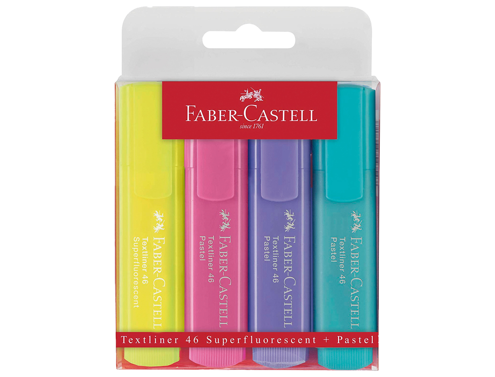 SURLIGNEUR FABER-CASTELL TEXTLINER TL1546 POCHETTE DE 4 COLORIS PASTEL