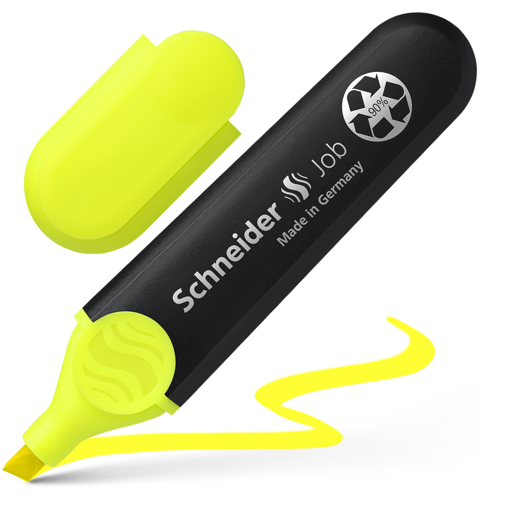 SURLIGNEUR SCHNEIDER JOB POINTE BISEAUTEE RECHARGEABLE AVEC MAXX 660 REFILL STATION RESISTE EVAPORATION JAUNE