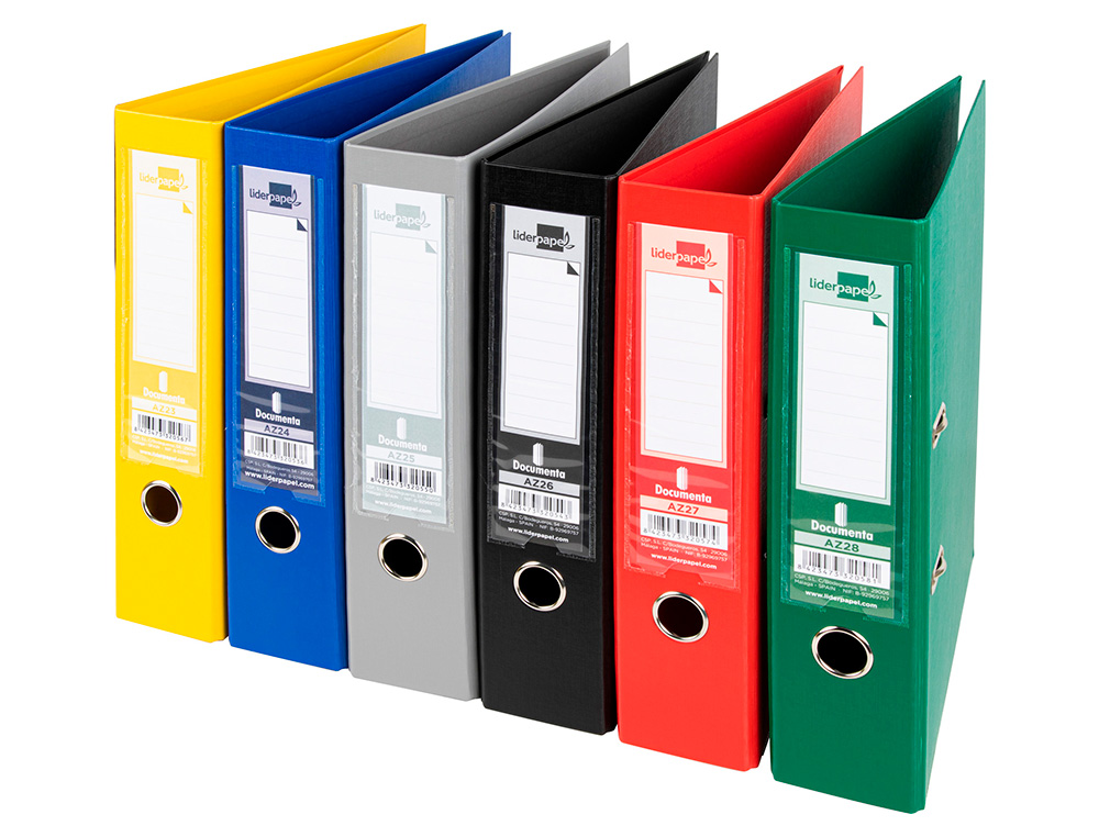CLASSEUR LEVIER LIDERPAPEL A4 DOCUMENTA CARTON REMBORDÉ 1,9MM DOS 75MM RADO MÉTALLIQUE COLORIS ASSORTIS CLASSIQUES