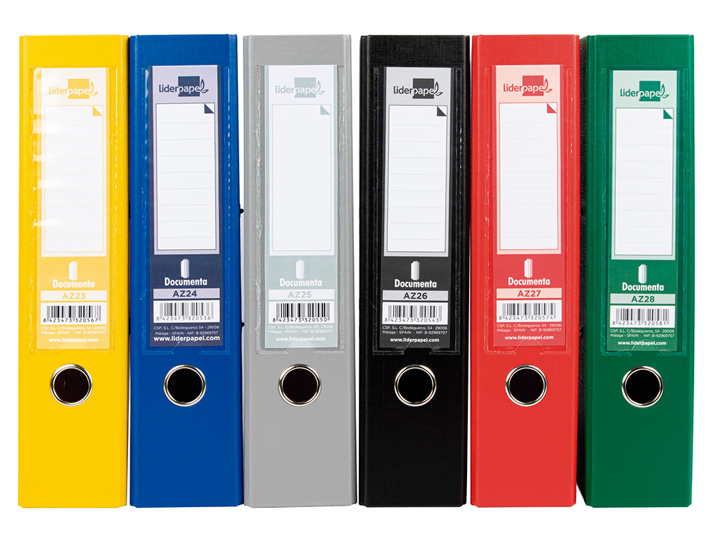 CLASSEUR LEVIER LIDERPAPEL A4 DOCUMENTA CARTON REMBORDÉ 1,9MM DOS 75MM RADO MÉTALLIQUE COLORIS ASSORTIS CLASSIQUES