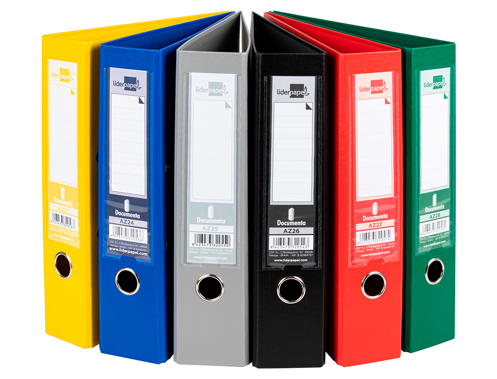 CLASSEUR LEVIER LIDERPAPEL A4 DOCUMENTA CARTON REMBORDÉ 1,9MM DOS 75MM RADO MÉTALLIQUE COLORIS ASSORTIS CLASSIQUES