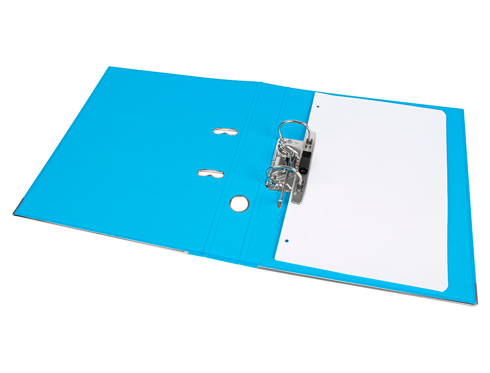 CLASSEUR LEVIER LIDERPAPEL A4 DOCUMENTA CARTON REMBORDÉ 1,9MM DOS 52MM RADO MÉTALLIQUE COLORIS BLEU CIEL