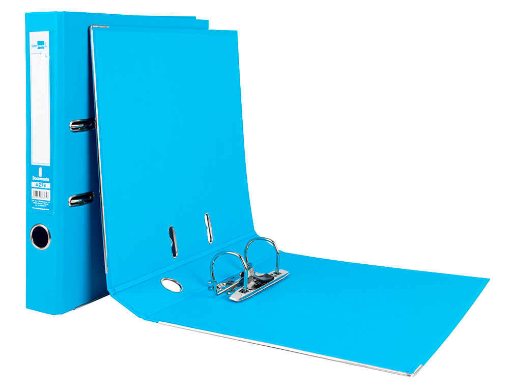 CLASSEUR LEVIER LIDERPAPEL A4 DOCUMENTA CARTON REMBORDÉ 1,9MM DOS 52MM RADO MÉTALLIQUE COLORIS BLEU CIEL