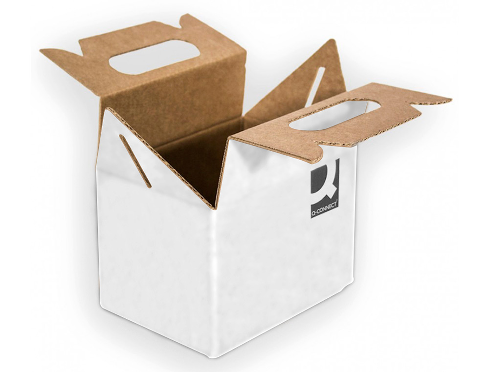 CARTON VALISETTE Q-CONNECT PORTE-DOCUMENTS 355X120X258 MMAVEC ANSES BOITE POUR ENVOI ETTRANSPORT COLORIS BLANC