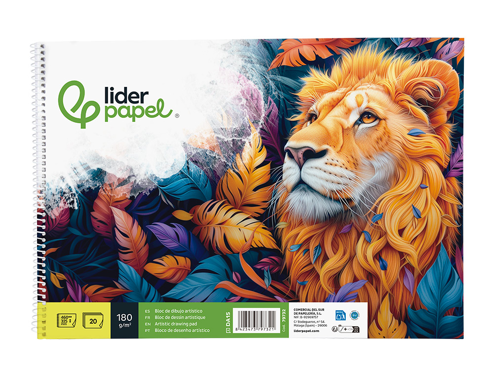 BLOC LIDERPAPEL PAPIER DESSIN ARTISTIQUE SPIRALE AVEC ENCADREMENT 180G/M2 FORMAT A3 460X325MM 20F